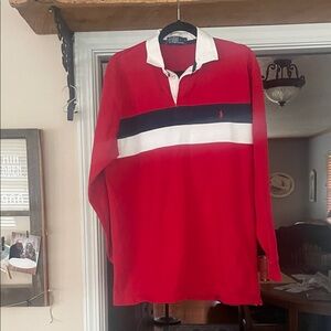 Polo by Ralph Lauren Y2K Rubby Red and White Men's Shirt